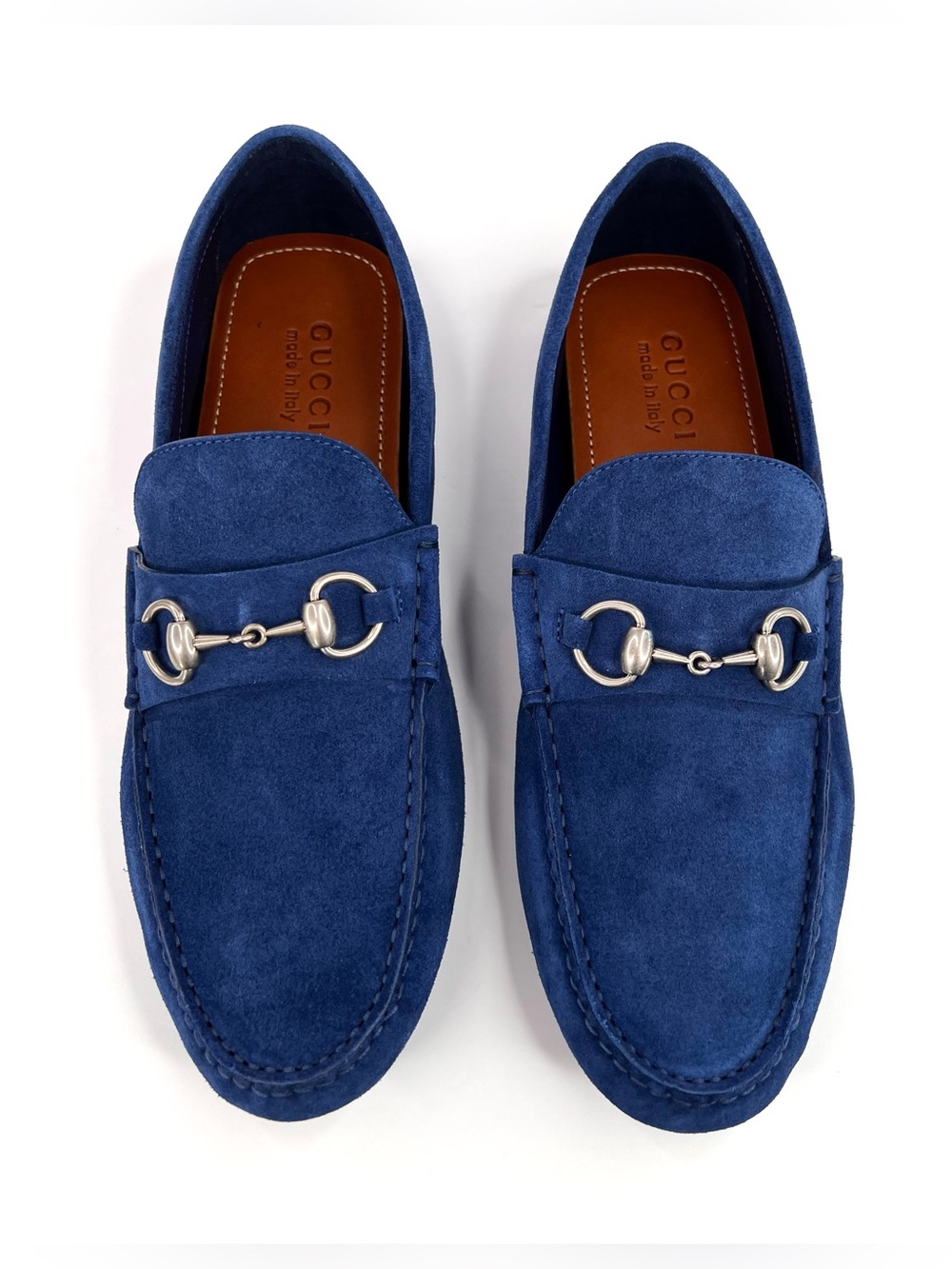 Gucci Men Byorn Horsebit Blue Suede Driver Logo Loafers UK 9.5 - US 10 - EU 43.5 - Picture 3 of 11